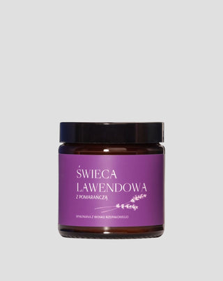 Rapsų vaško levandų apelsinų žvakė su 100 % medvilnės dagčiu