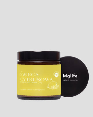 Citrinų, mėtų ir citronelių kvapo žvakė