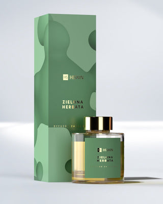 Aromato difuzorius stikliniame butelyje su natūraliomis rotango lazdelėmis su žaliosios arbatos kvapu HiSkin - 1