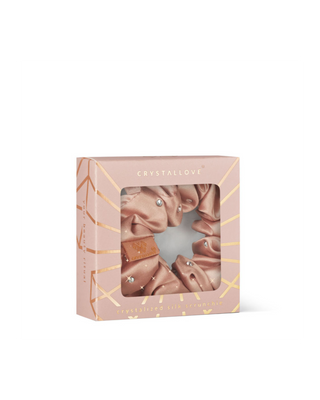 Šilkinis plaukų trintukas su kristalais - rožinio aukso