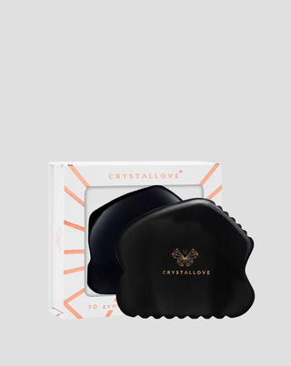Plokštelė veido masažui gua sha iš obsidiano, didelės galios akmens Crystallove - 1