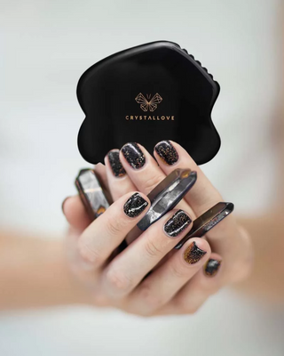 Gua sha veido masažo plokštelė, pagaminta iš didžiulės galios obsidiano akmens Crystallove - 2