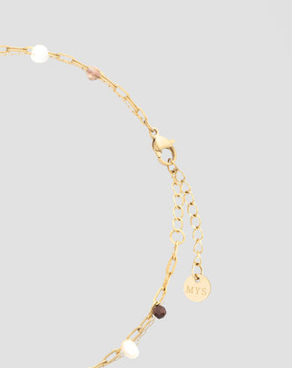 Nerūdijančio plieno paauksuota kulkšnies apyrankė su agatu, maifanu, jaspiu ir aventurinu Mys_2 - 3