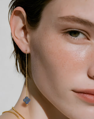 Paauksuoti auskarai su natūraliais akmenimis lapis lazuli auskarų rinkinys Mys - 4