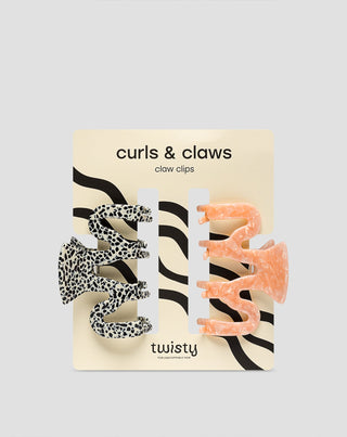 Didelių plaukų segtukų rinkinys - rožiniai ir marmuriniai Twisty 2 vnt. - 1