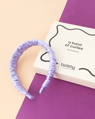 Šilkinė 100 % natūralaus šilko plaukų juosta alyvinė Twisty - 2