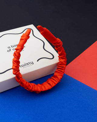 Šilkinė 100 % natūralaus šilko plaukų juosta raudona Twisty - 2