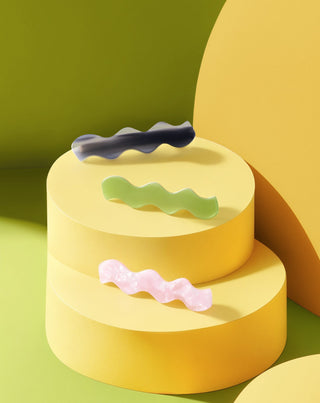 Banguotų plaukų segtukų rinkinys – žalias, juodas, rožinis Twisty 3 vnt. - 3