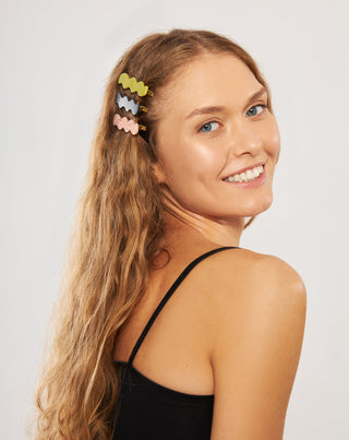 Banguotų plaukų segtukų rinkinys – žalias, juodas, rožinis Twisty 3 vnt. - 2