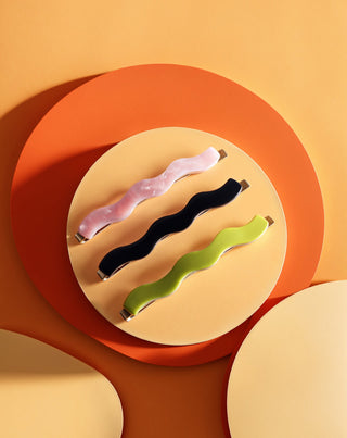 Banguojančių plaukų segtukų rinkinys žalias, juodas, rožinis Twisty 3 vnt. - 3