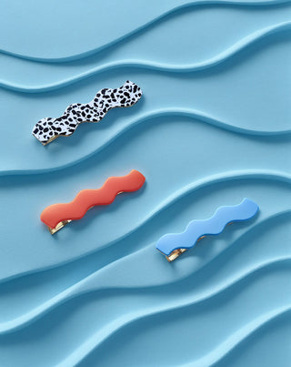 Banguojančių plaukų segtukų rinkinys - marmuriniai, mėlyni, raudoni Twisty 3 vnt. - 3