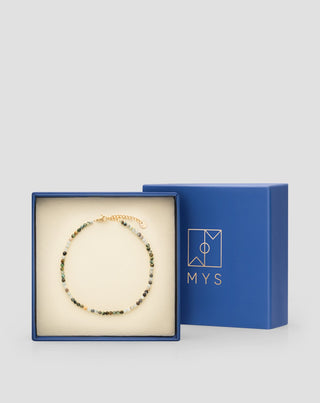 Mys paauksuota nerūdijančio plieno apyrankė su Afrikos turkiu ir amazonitu - 5