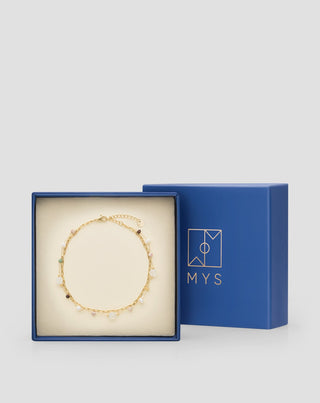 Nerūdijančio plieno paauksuota kulkšnies apyrankė su agatu, maifanu, jaspiu ir aventurinu Mys - 4