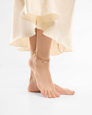 Nerūdijančio plieno paauksuota kulkšnies apyrankė su agatu, maifanu, jaspiu ir aventurinu Mys_1 - 2