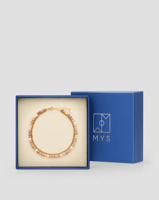 Mys paauksuota nerūdijančiojo plieno apyrankė su rausvu ir citrininiu nefritu - 4