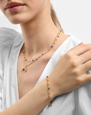 Paauksuota nerūdijančiojo plieno apyrankė su lazuritu Mys_1 - 2