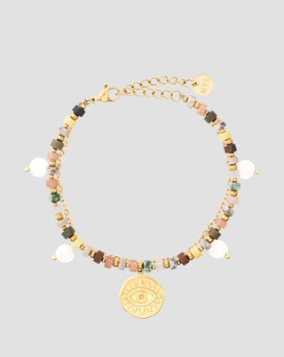 Apyrankė su natūraliais akmenimis agatu, maifanu, jaspiu, nefritu ir aventurinu Mys - 1