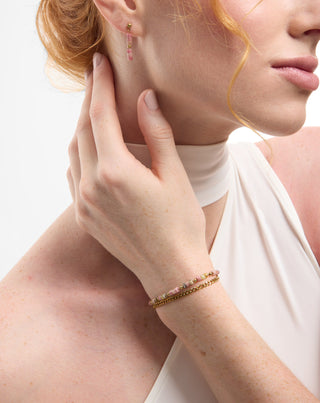 Paauksuota nerūdijančiojo plieno apyrankė su rausvu ir citrininiu nefritu Mys_2 - 3