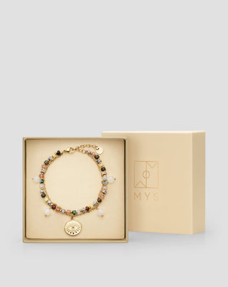 Nerūdijančio plieno paauksuota apyrankė su agatu, maifanu, jaspiu ir aventurinu Mys - 5