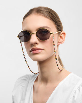 Paauksuota grandinėlė akiniams su agatu, maifanu, jaspiu ir aventurinu Mys_2 - 3