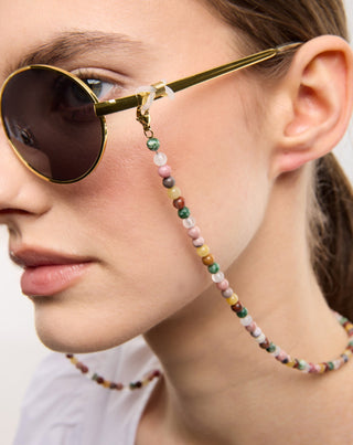 Paauksuota grandinėlė akiniams su agatu, maifanu, jaspiu ir aventurinu Mys_1 - 2