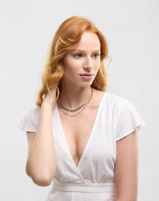 Paauksuotas nerūdijančio plieno vėrinys su Afrikos turkiu ir amazonitu Mys_2 - 4