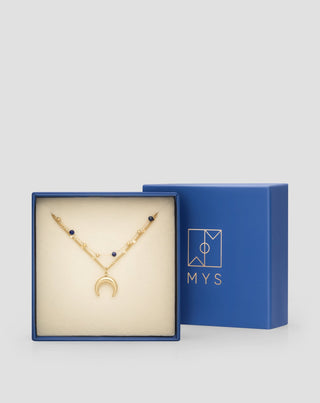 Paauksuotas nerūdijančio plieno vėrinys su pusmėnuliu ir lazuritu Mys - 5