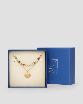 Paauksuotas vėrinys su natūraliais akmenimis agatu, maifanu, jaspiu, nefritu ir aventurinu Mys_4 - 5