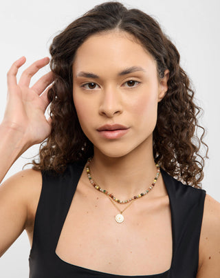 Paauksuotas nerūdijančio plieno vėrinys su agatu, maifanu, jaspiu ir aventurinu Mys_2 - 3