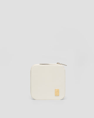 Maža papuošalų dėžutė su skyriais, ritinėliais ir kabliukais, kreminė Mys - 1