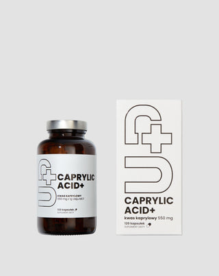 "UP Caprylic acid+" papildas virškinimo komfortui ir žarnyno sveikatai palaikyti "UP Health Pharma" 120 kapsulių