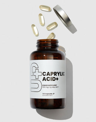 "UP Caprylic acid+" papildas virškinimo komfortui ir žarnyno sveikatai palaikyti "UP Health Pharma" 120 kapsulių