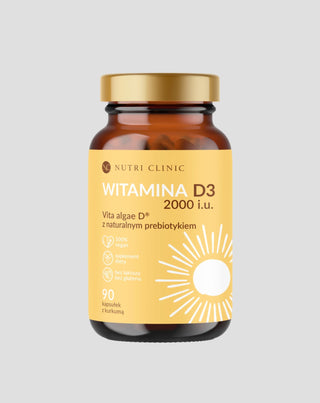 Natūrali D3 vitaminą iš dumblių su natūraliu prebiotiku ir ciberžole Nutri Clinic 90 kapsulių - 1
