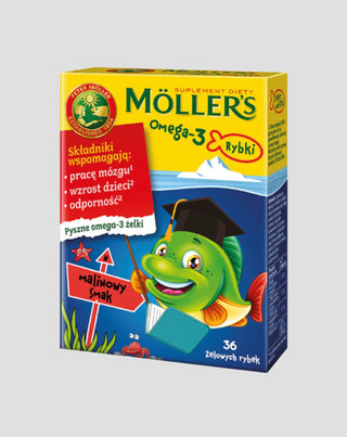 Maisto papildas su Omega-3 rūgštimis Aviečių skonio žuvys Moller's 36 želė pupelės - 1