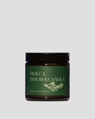 Veganiška rapsų žvakė Žiemos akimirka su pušų, kedro ir gintaro kvapu 120 ml MgLife - 1