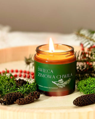 Veganiška rapsų žvakė Žiemos akimirka su pušų, kedro ir gintaro kvapu 120 ml MgLife - 3