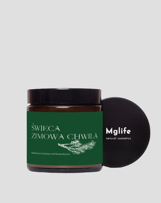 Veganiška rapsų žvakė Žiemos akimirka su pušų, kedro ir gintaro kvapu 120 ml MgLife - 4