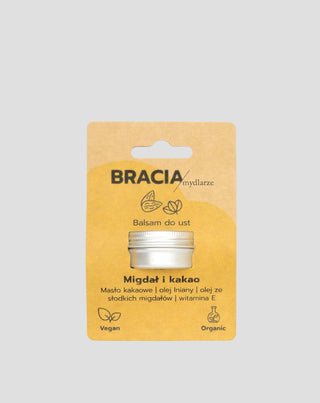 Drėkinamasis lūpų balzamas migdolų ir kakavos su E vitaminu ir linų sėmenų aliejumi Bracia Mydlarze_3 - 3