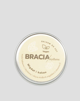 Drėkinamasis lūpų balzamas migdolų ir kakavos su E vitaminu ir linų sėmenų aliejumi Bracia Mydlarze - 1