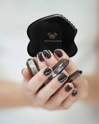 Gua sha veido masažo plokštelė, pagaminta iš didžiulės galios obsidiano akmens Crystallove - 2
