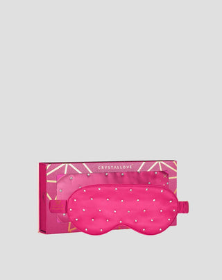 Miego kaukė iš šilko, papuošta kristalais – hot pink Crystallove - 1