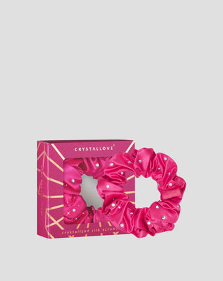 Elastinga plaukams iš šilko su kristalais – hot pink Crystallove - 1