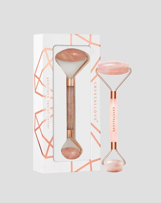 Masažuoklis veidui su rožinio kvarco Rose quartz roller - meilės akmuo Crystallove - 1