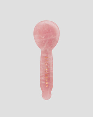 Masažuoklis gua sha po akimis su rožinio kvarco – veido refleksologija Crystallove - 1