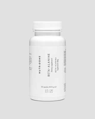 Beta-alaninas 700 mg darbingumui ir raumenų nuovargio mažinimui Nutridome, 60 kapsulių - 1