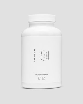 Biotinas kapsulėse 2500 mcg H vitamino plaukams, odai ir nagams Nutridome 180 vnt.