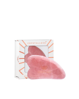 Rožinio kvarco Gua Sha veido masažuoklis - Crystallove - 1