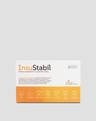 Maisto papildas normaliam cukraus kiekiui ir medžiagų apykaitai InsuStabil Gardenpharm 30 kapsulių - 1